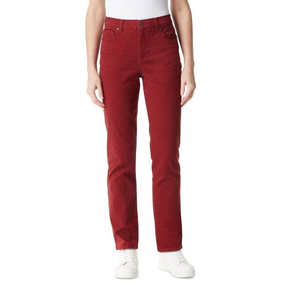 Gloria Vanderbilt Petite Amanda Straight-Leg Jeans, Short Size 14PS Brick Brown - Picture 1 of 3